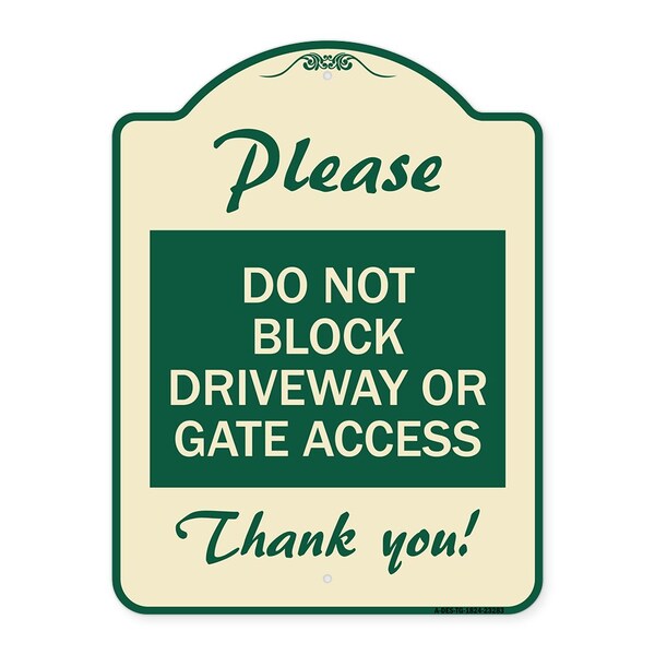 Signmission Please Do Not Block Driveway or Gate Access Thank You Heavy-Gauge Alum, 24" x 18", TG-1824-23283 A-DES-TG-1824-23283 - main